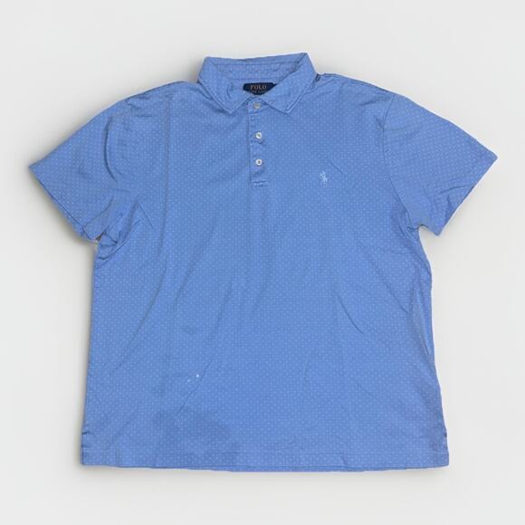 Polo Ralph Lauren Men’s Polo Shirt Blue Polka Dot Custom Slim Fit Large 21x24 - Picture 1 of 5